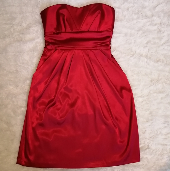 Oasis Dresses & Skirts - Oasis Silky Strapless Mini Dress Red